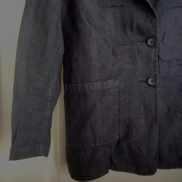 Garnet Hill Linen Career Business Travel Resort Nautical Coastal Button Blazer M - Picture 5 of 15